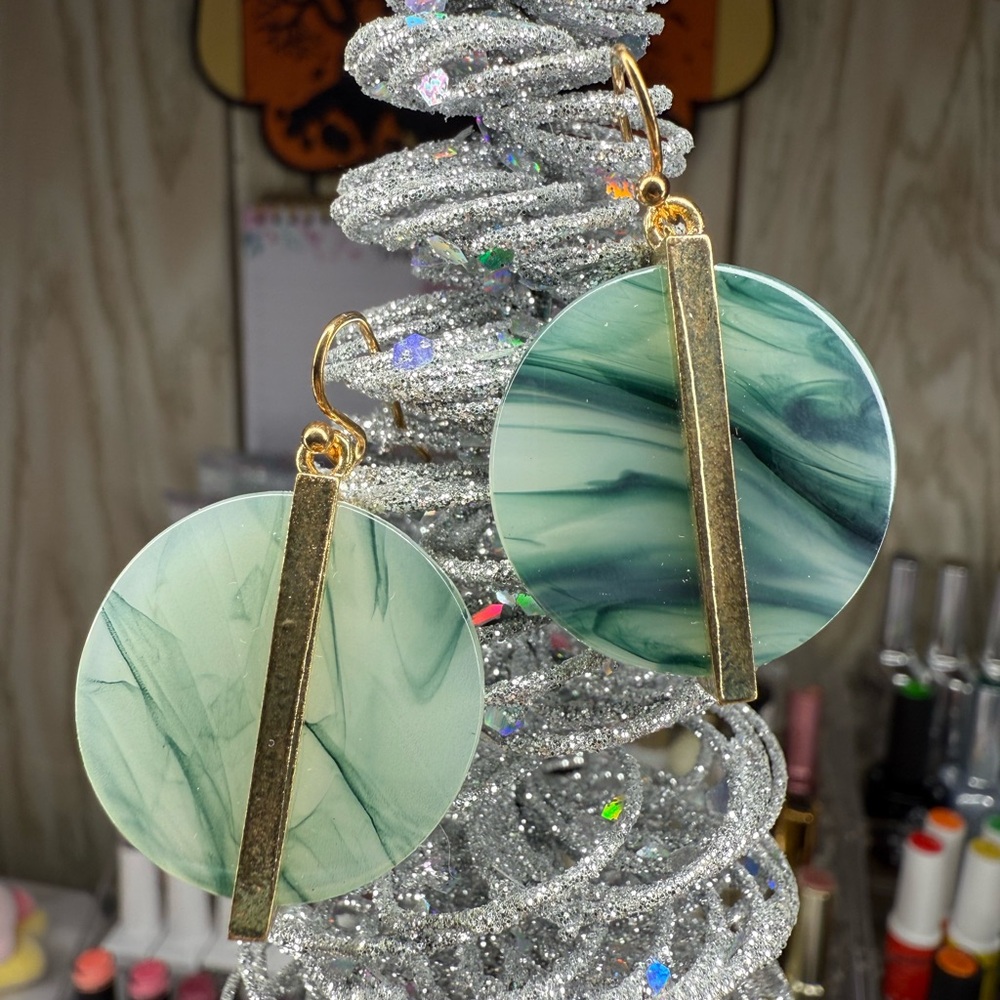 Macy's Sohi Green and Gold Statement Earrings